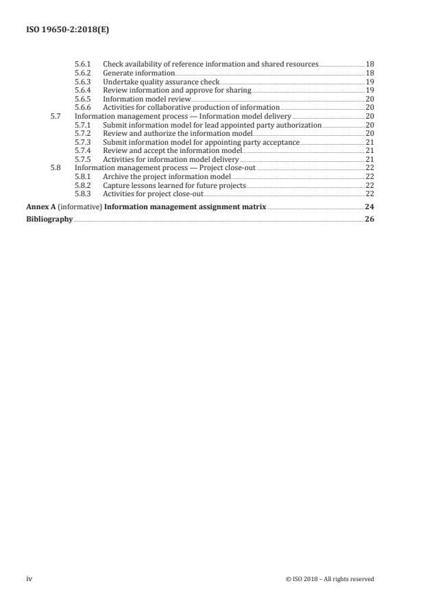 ISO 19650-2:2018 ISO 19650-2:2018 - Organization and digitization of information about buildings and civil engineering works, including building information modelling (BIM) -- Information management using building information modelling - Page 4 preview