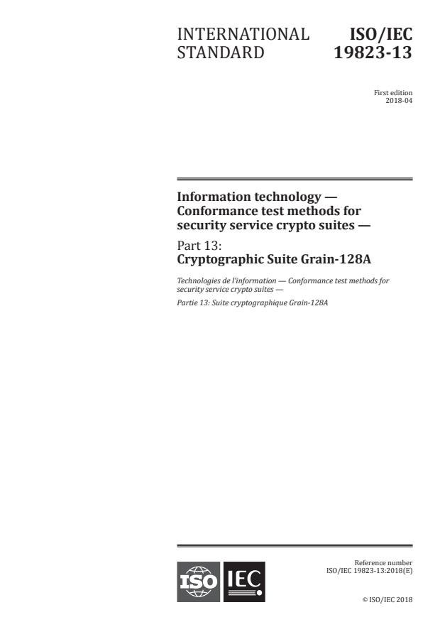 ISO/IEC 19823-13:2018 - Information technology -- Conformance test methods for security service crypto suites