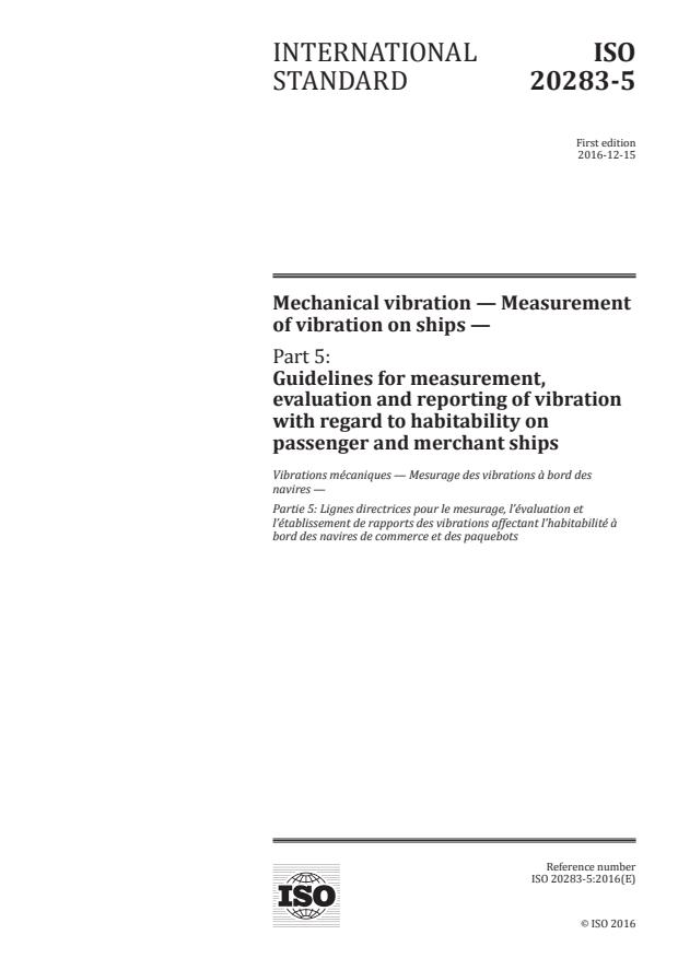ISO 20283-5:2016 - Mechanical vibration -- Measurement of vibration on ships