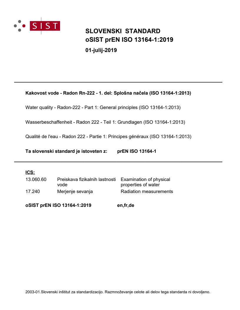 prEN ISO 13164-1:2019
