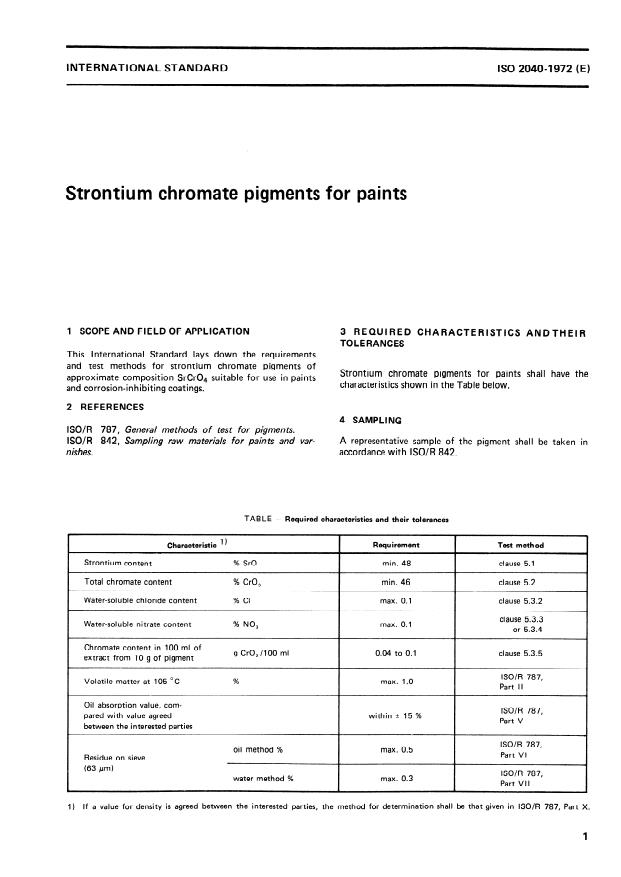 ISO 2040:1972 - Strontium chromate pigments for paints
