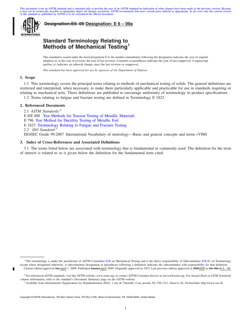 REDLINE ASTM E6-09a - Standard Terminology Relating to  Methods of Mechanical Testing