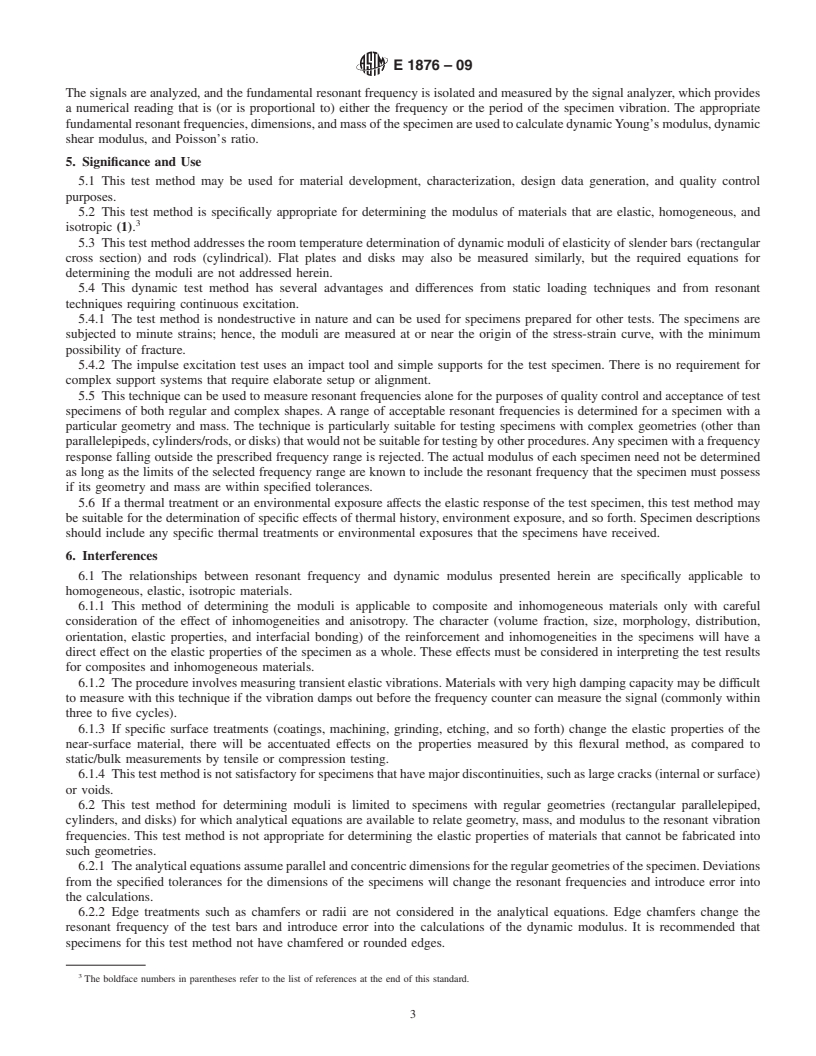 REDLINE ASTM E1876-09 - Standard Test Method for Dynamic Young's Modulus, Shear Modulus, and Poisson's Ratio by Impulse Excitation of Vibration