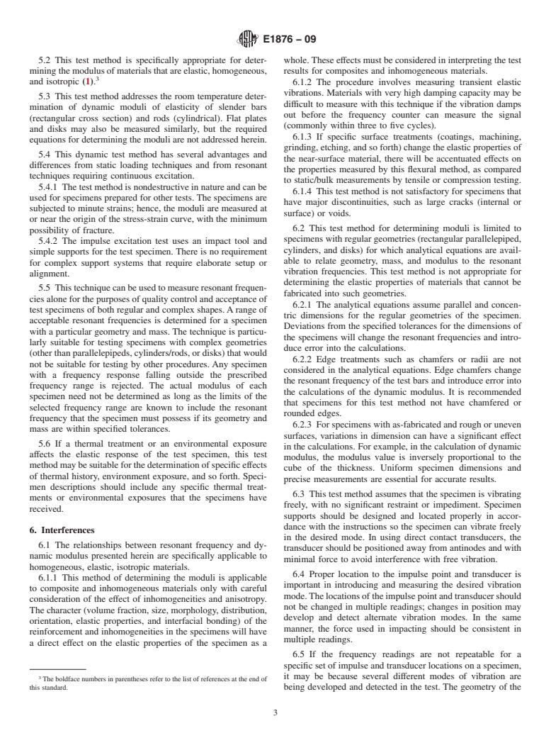 ASTM E1876-09 - Standard Test Method for Dynamic Young's Modulus, Shear Modulus, and Poisson's Ratio by Impulse Excitation of Vibration