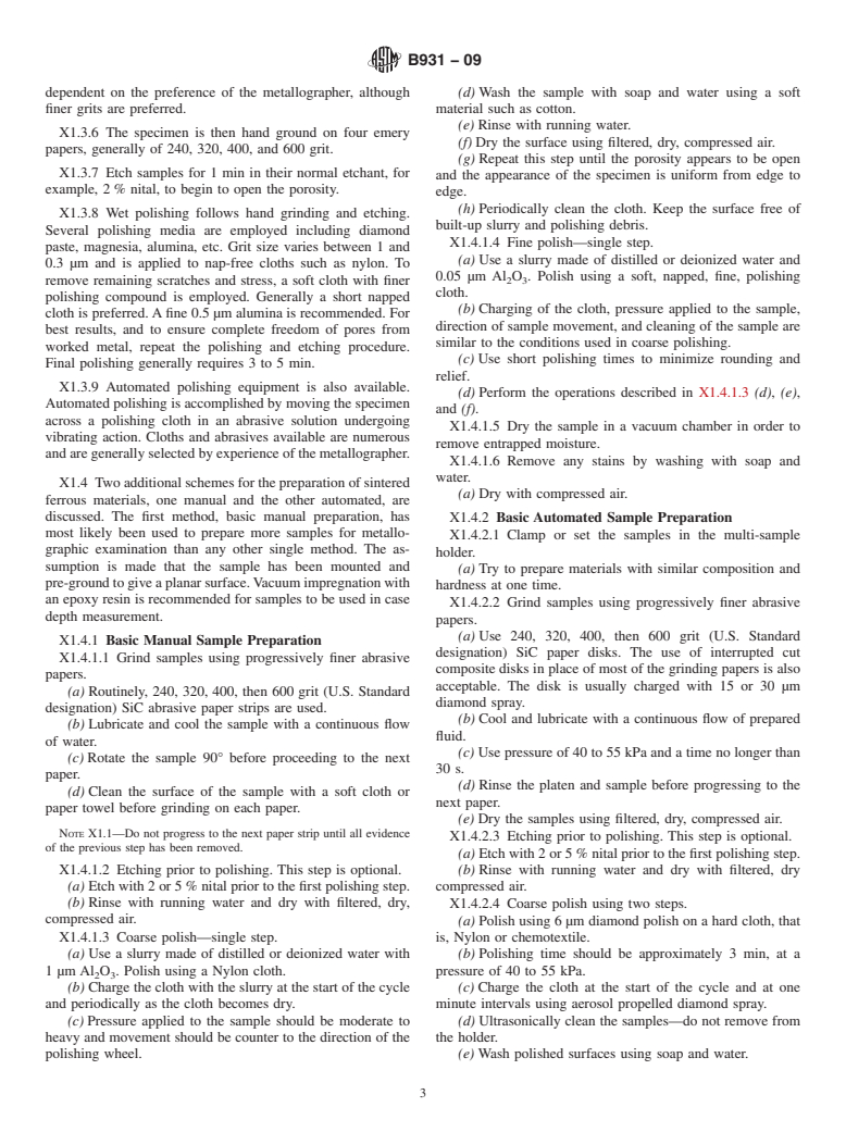 ASTM B931-09 - Standard Test Method for Metallographically Estimating the Observed Case Depth of Ferrous Powder Metallurgy (P/M) Parts