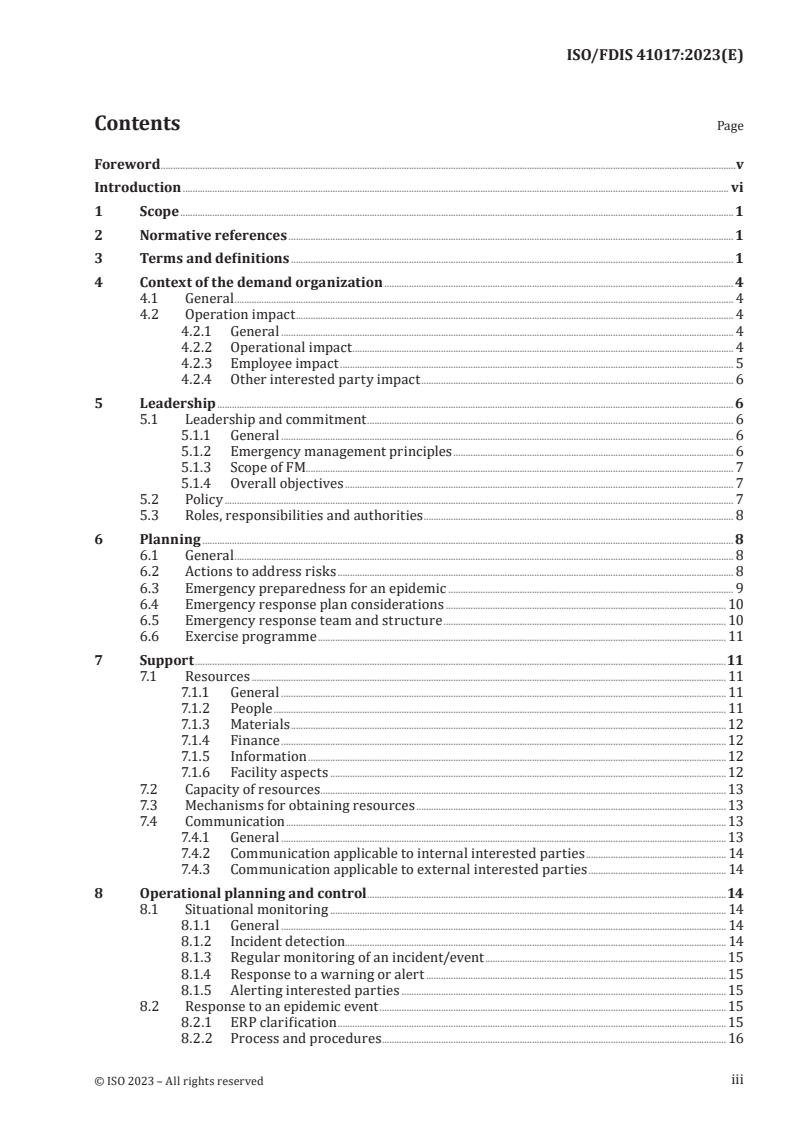 ISO/FDIS 41017 - Facility management – Guidance on emergency preparedness and management of an epidemic
Released:26. 09. 2023