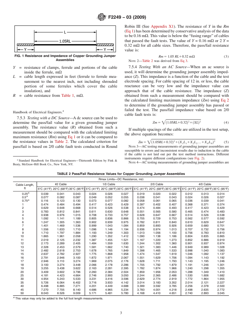 ASTM F2249-03(2009) - Standard Specification for In-Service Test Methods for Temporary Grounding Jumper Assemblies Used on De-Energized Electric Power Lines and Equipment