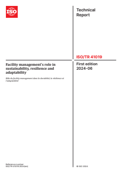 ISO/TR 41019:2024 - Facility management’s role in sustainability, resilience and adaptability
Released:22. 06. 2024 - Page 1 preview