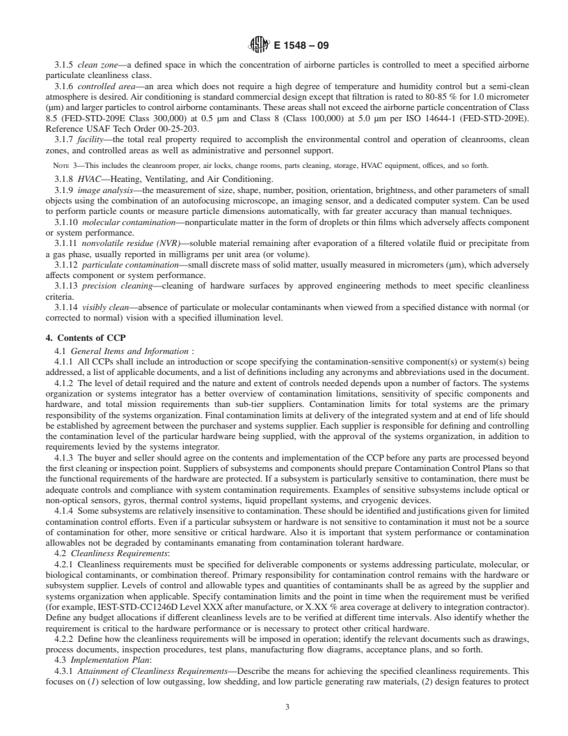 REDLINE ASTM E1548-09 - Standard Practice for Preparation of Aerospace Contamination Control Plans