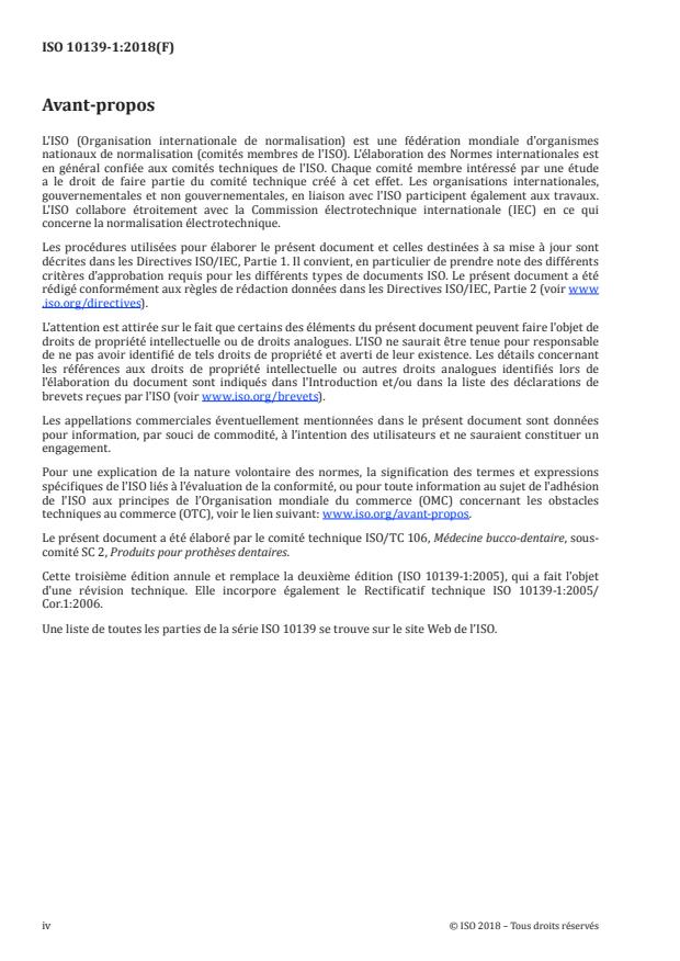 ISO 10139-1:2018 ISO 10139-1:2018 - Médecine bucco-dentaire -- Produits souples pour intrados de protheses dentaires amovibles - Page 4 preview