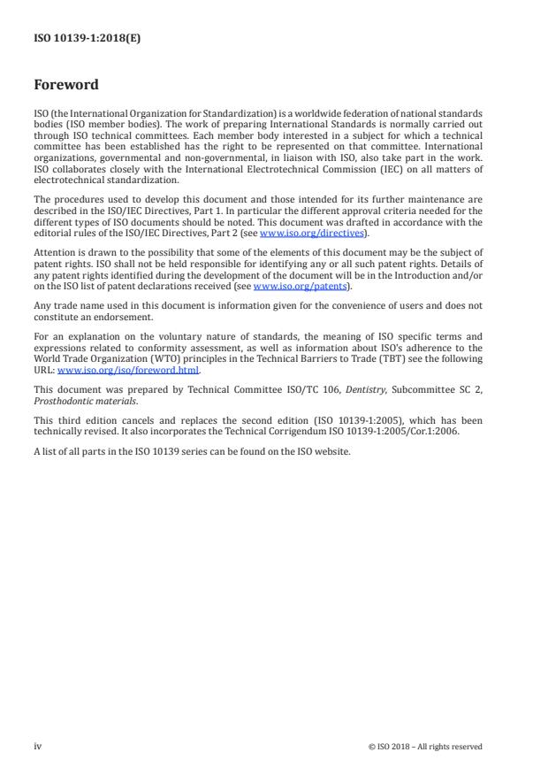 ISO 10139-1:2018 ISO 10139-1:2018 - Dentistry -- Soft lining materials for removable dentures - Page 4 preview