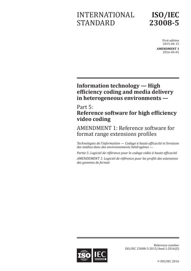 ISO/IEC 23008-5:2015/Amd 1:2016 - Reference software for format range extensions profiles