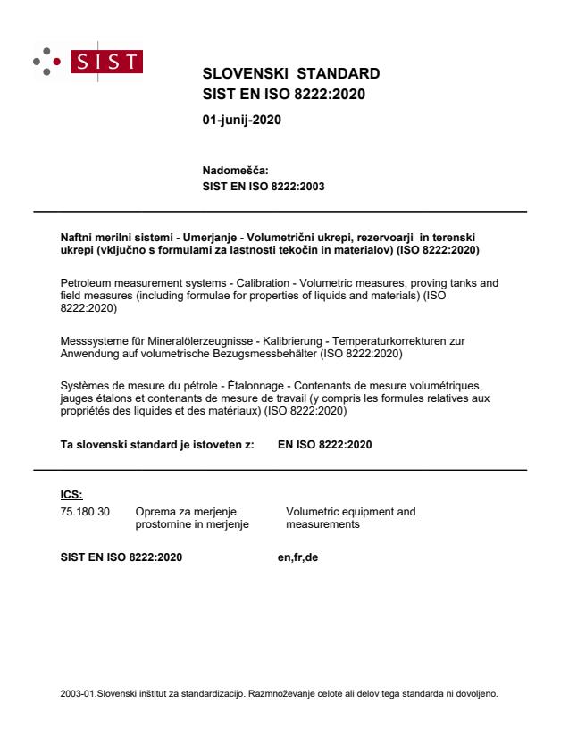 EN ISO 8222:2020 - BARVE