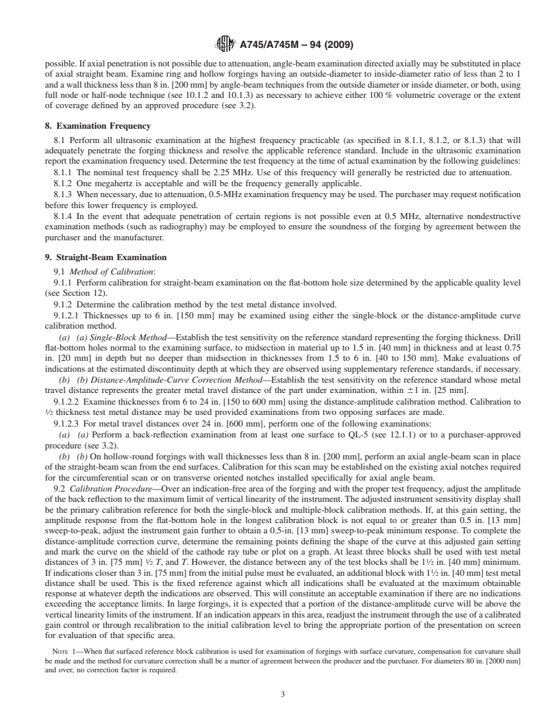 REDLINE ASTM A745/A745M-94(2009) - Standard Practice for Ultrasonic Examination of Austenitic Steel Forgings