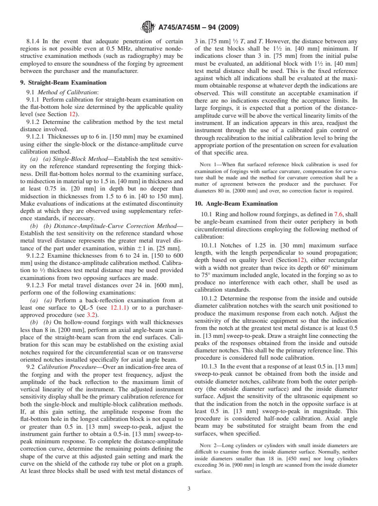 ASTM A745/A745M-94(2009) - Standard Practice for Ultrasonic Examination of Austenitic Steel Forgings