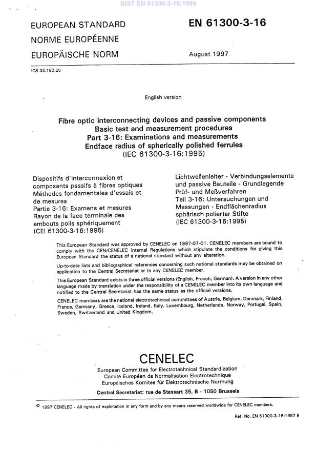 EN 61300-3-16:1997 EN 61300-3-16:1999 - Page 3 preview
