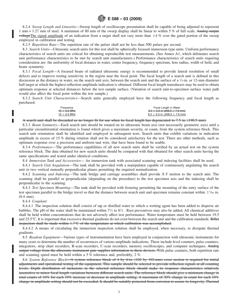 REDLINE ASTM E588-03(2009) - Standard Practice for Detection of Large Inclusions in Bearing Quality Steel by the Ultrasonic Method