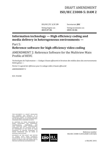 ISO/IEC 23008-5:2015/Amd 2:2016 - Reference Software for the Multiview Main Profile of HEVC
