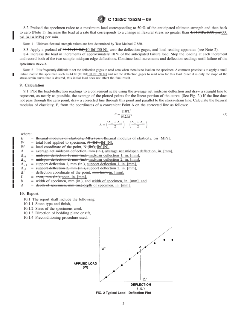 REDLINE ASTM C1352/C1352M-09 - Standard Test Method for Flexural Modulus of Elasticity of Dimension Stone