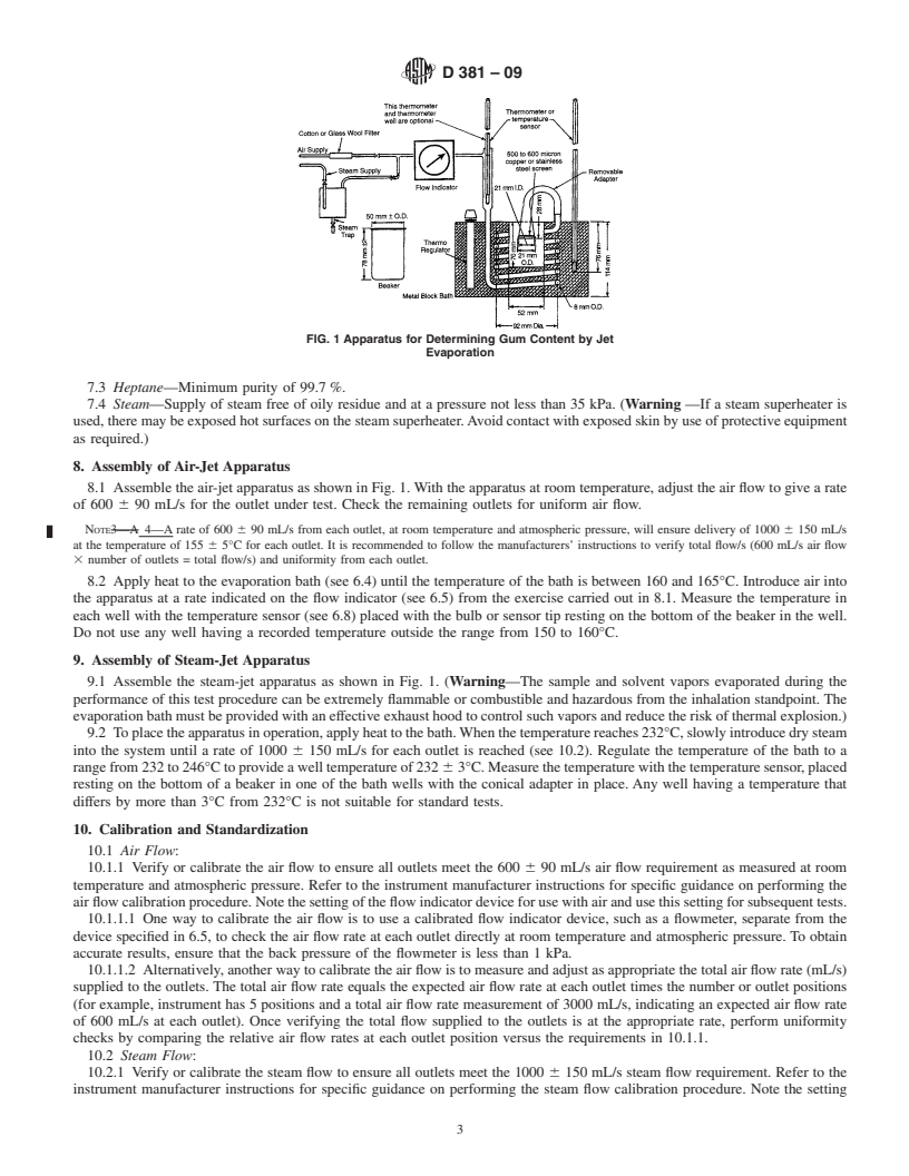 REDLINE ASTM D381-09 - Standard Test Method for Gum Content in Fuels by Jet Evaporation