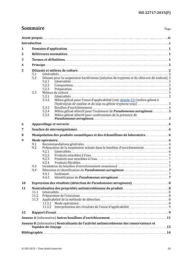 ISO 22717:2015 - Cosmétiques -- Microbiologie -- Détection de Pseudomonas aeruginosa