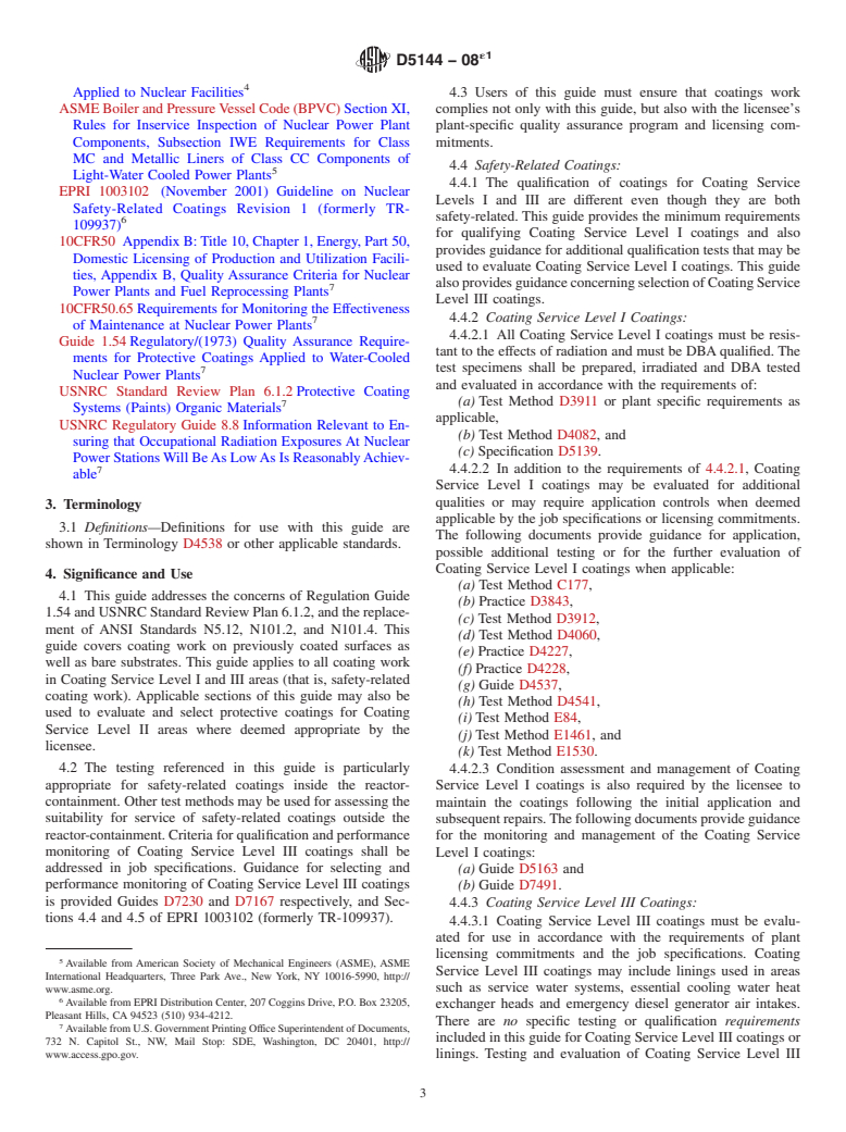 ASTM D5144-08e1 - Standard Guide for Use of Protective Coating Standards in Nuclear Power Plants