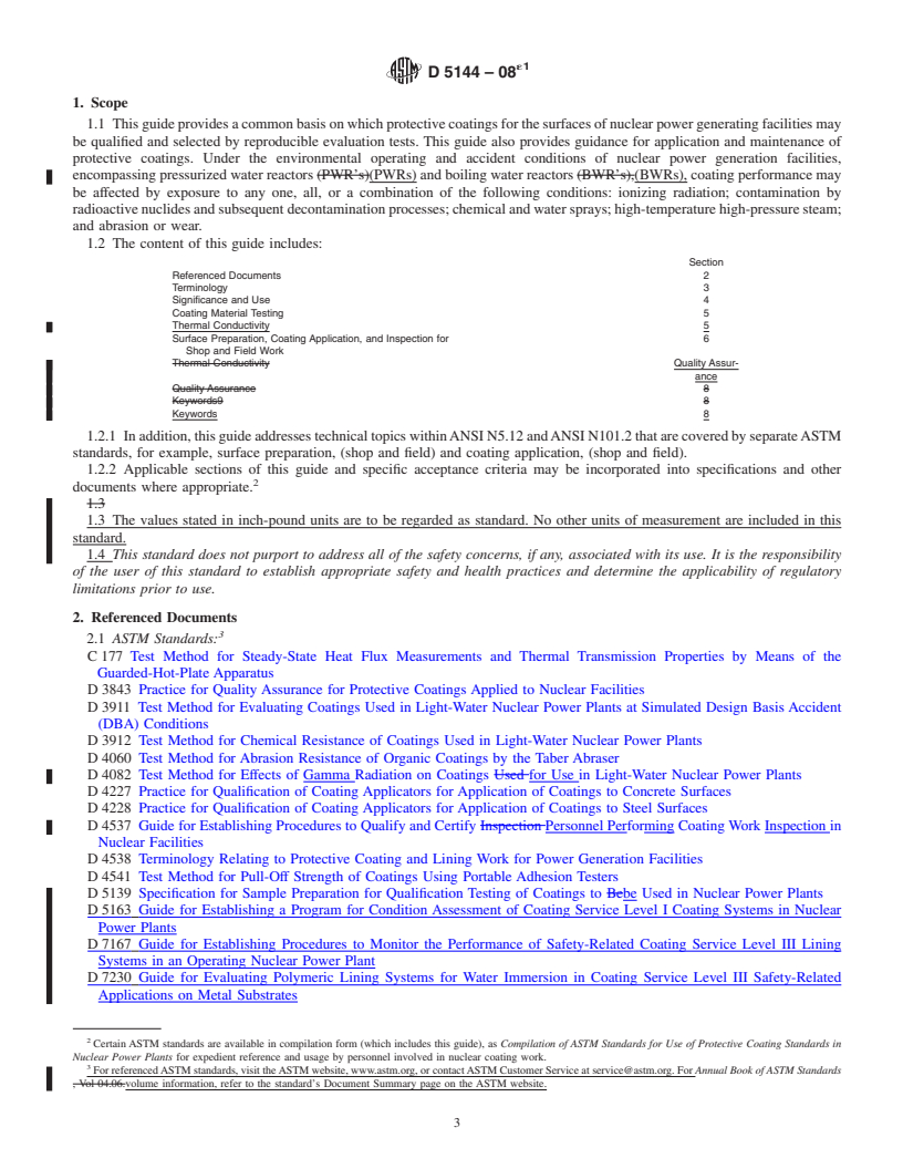 REDLINE ASTM D5144-08e1 - Standard Guide for Use of Protective Coating Standards in Nuclear Power Plants