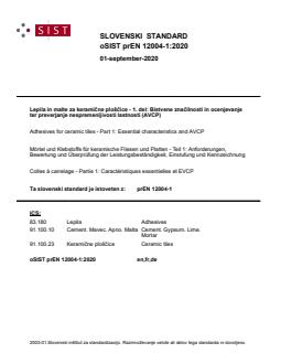 oSIST prEN 12004-1:2020 - Page 1 preview