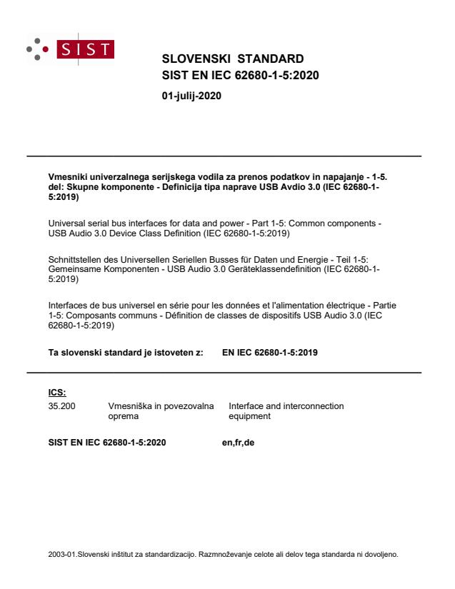 EN IEC 62680-1-5:2020 - BARVE