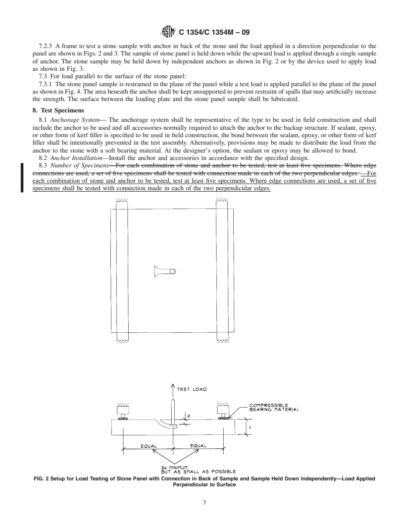 REDLINE ASTM C1354/C1354M-09 - Standard Test Method for Strength of Individual Stone Anchorages in Dimension Stone