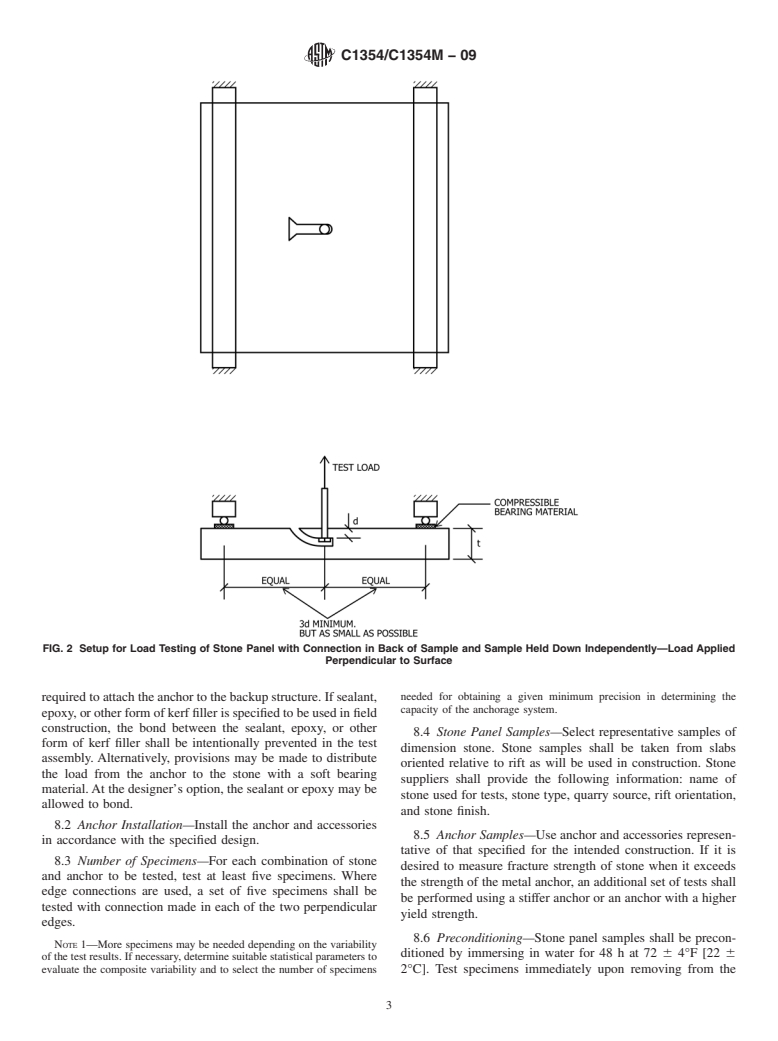 ASTM C1354/C1354M-09 - Standard Test Method for Strength of Individual Stone Anchorages in Dimension Stone