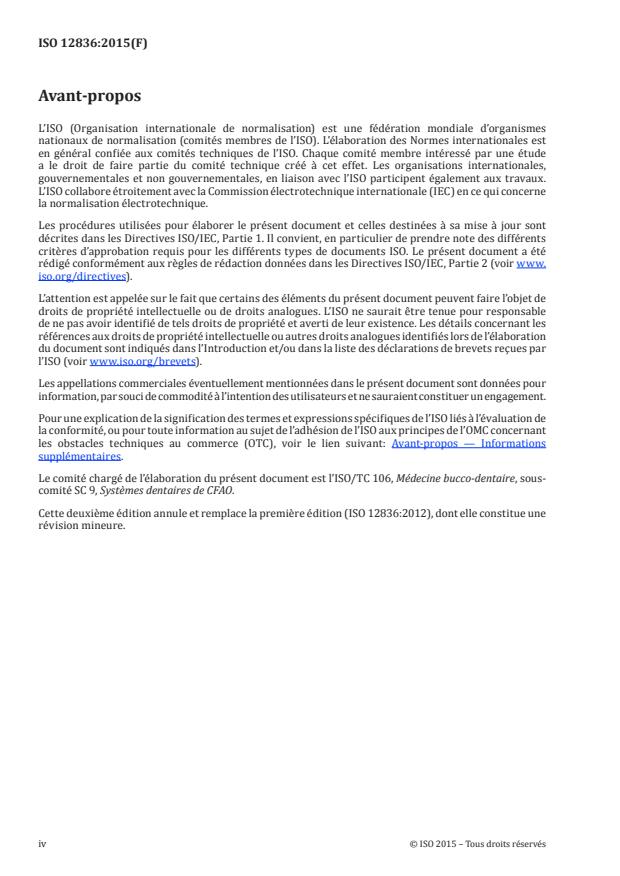 ISO 12836:2015 ISO 12836:2015 - Médecine bucco-dentaire -- Dispositifs de numérisation des systemes de CFAO pour restaurations dentaires -- Méthodes d'essai pour l'évaluation de l'exactitude - Page 4 preview