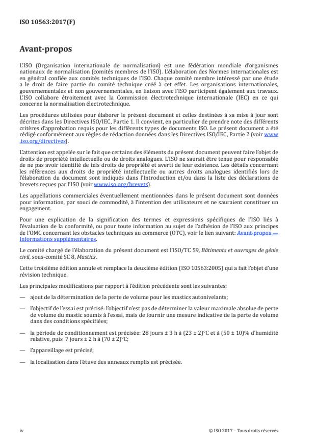 ISO 10563:2017 ISO 10563:2017 - Bâtiments et ouvrages de génie civil -- Mastics -- Détermination des variations de masse et de volume - Page 4 preview