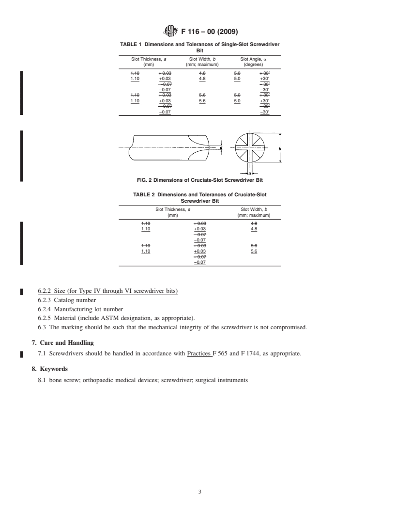 REDLINE ASTM F116-00(2009) - Standard Specification for Medical Screwdriver Bits