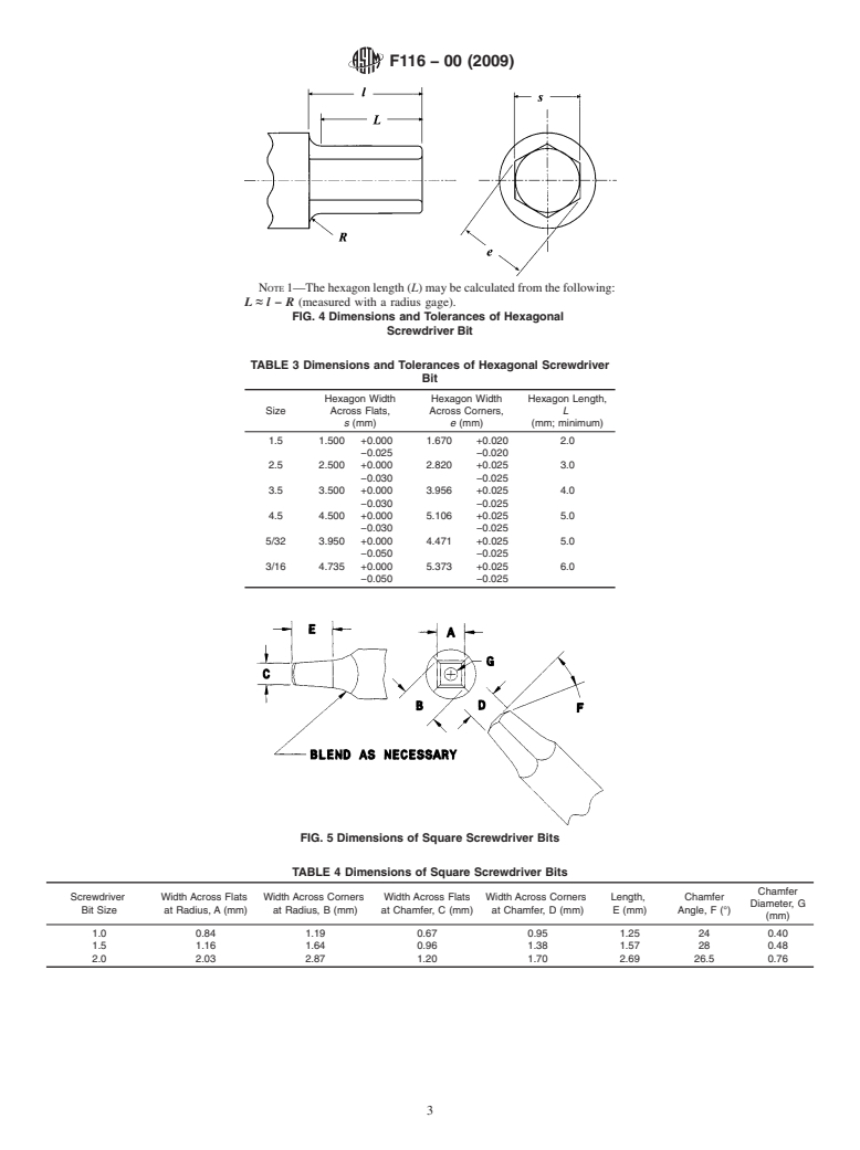 ASTM F116-00(2009) - Standard Specification for Medical Screwdriver Bits