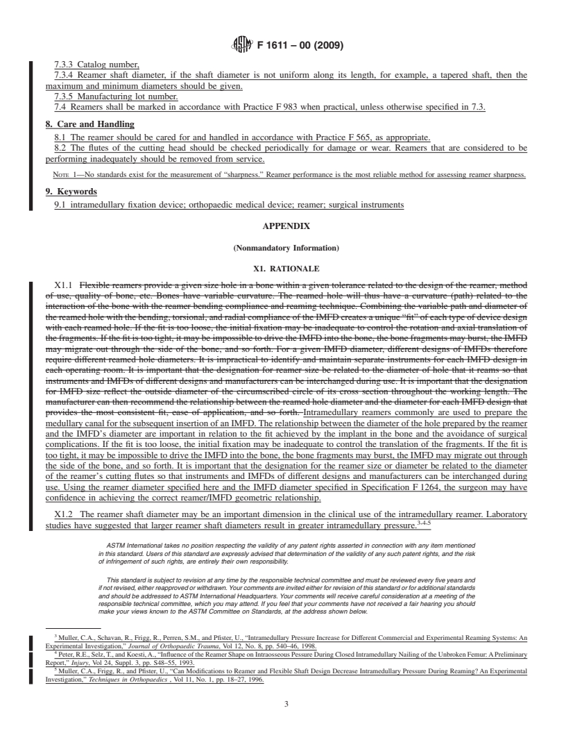 REDLINE ASTM F1611-00(2009) - Standard Specification for Intramedullary Reamers