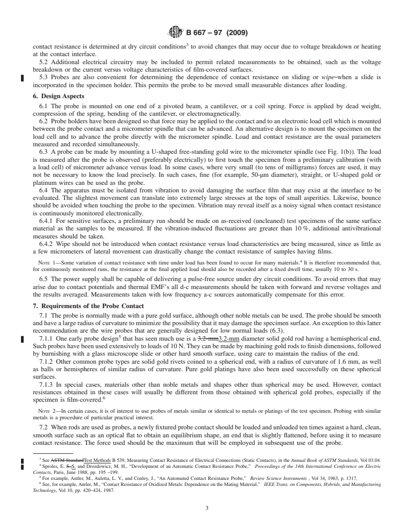 REDLINE ASTM B667-97(2009) - Standard Practice for Construction and Use of a Probe for Measuring Electrical Contact Resistance