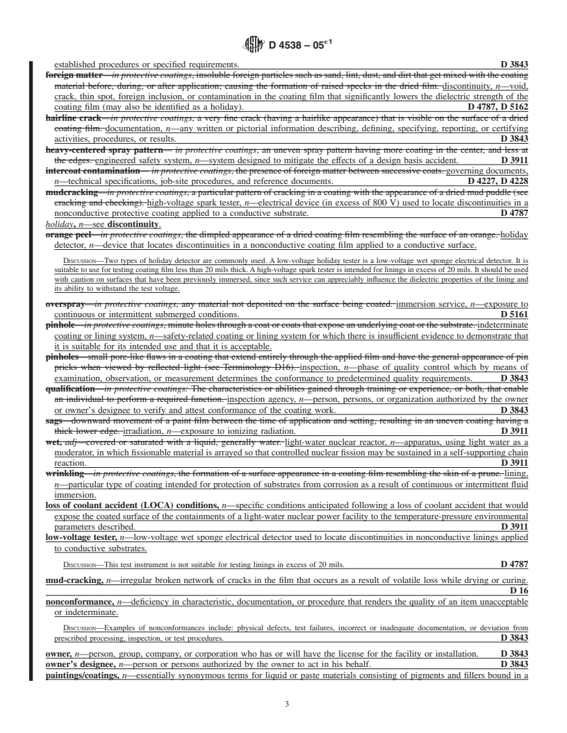 REDLINE ASTM D4538-05e1 - Standard Terminology Relating to Protective Coating and Lining Work for Power Generation Facilities