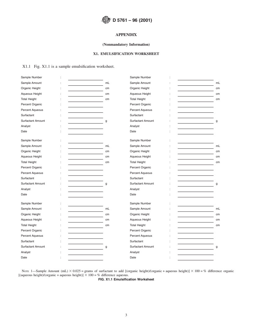 ASTM D5761-96(2001) - Standard Practice for Emulsification/Suspension of Multiphase Fluid Waste Materials