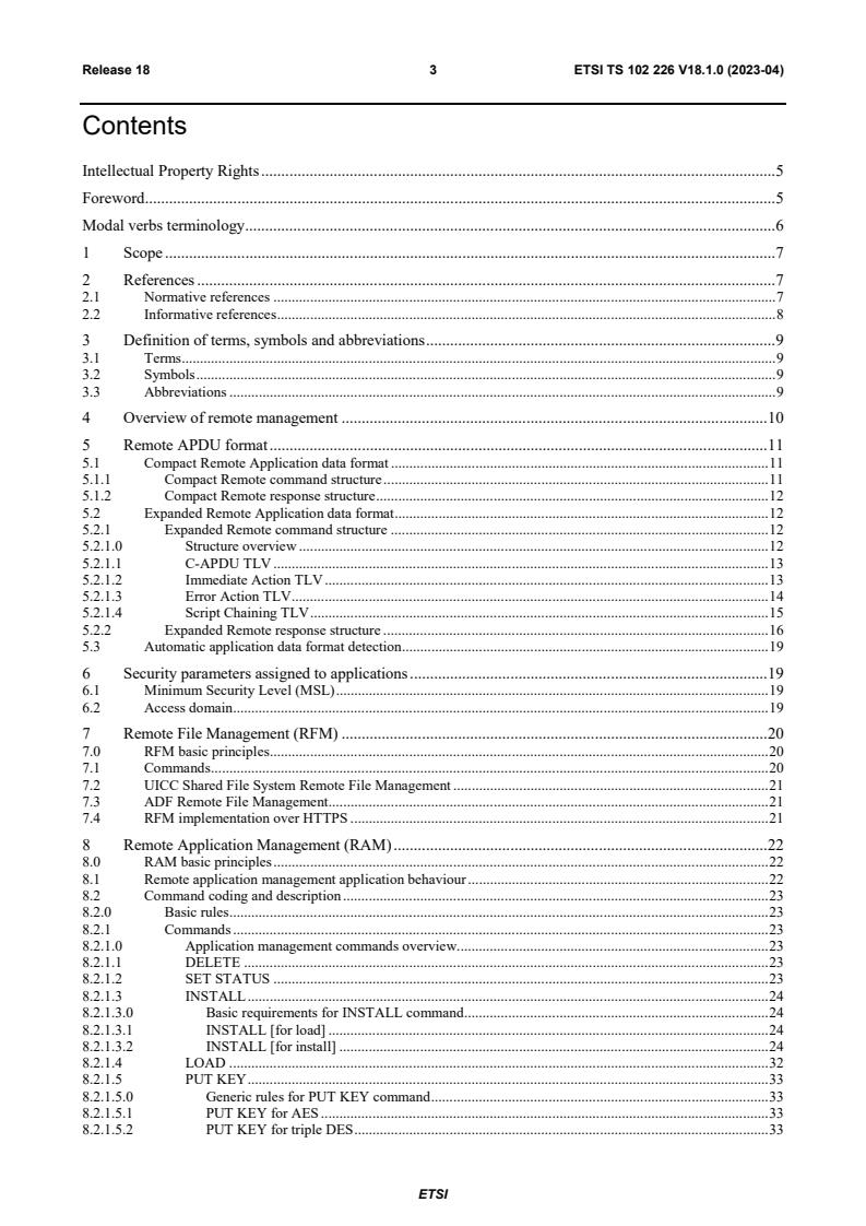 ETSI TS 102 226 V18.1.0 (2023-04) - Smart Cards; Remote APDU structure for UICC based applications (Release 18)