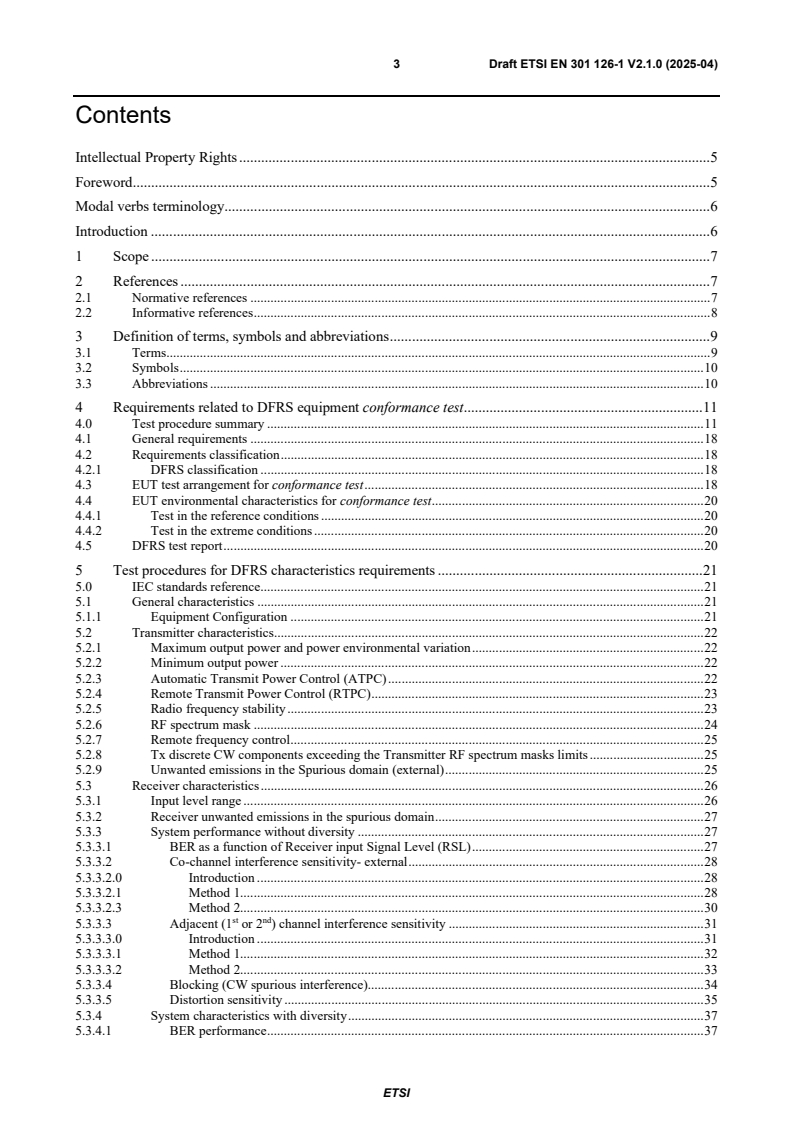 ETSI EN 301 126-1 V2.1.0 (2025-04) - Fixed Radio Systems; Conformance testing; Part 1: Point-to-point equipment - Definitions, general requirements and test procedures