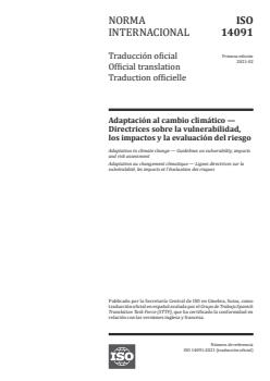 ISO 14091:2021 - Adaptation to climate change -- Guidelines on vulnerability, impacts and risk assessment - Page 1 preview