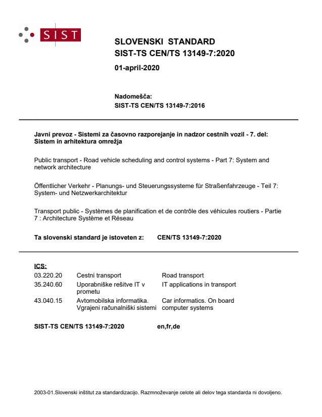 TS CEN/TS 13149-7:2020 - BARVE