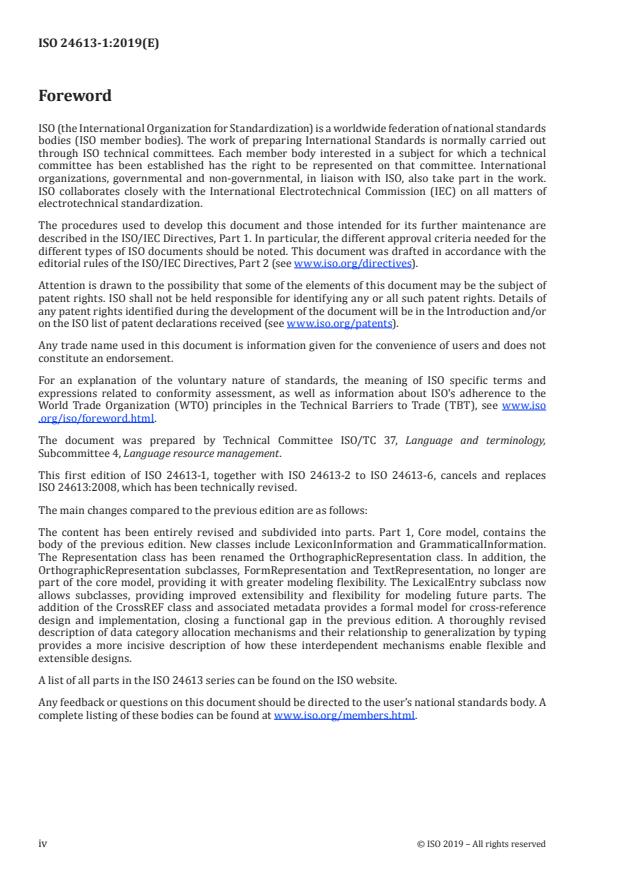 ISO 24613-1:2019 ISO 24613-1:2019 - Language resource management -- Lexical markup framework (LMF) - Page 4 preview