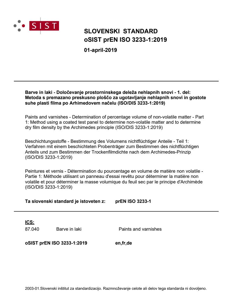 prEN ISO 3233-1:2019