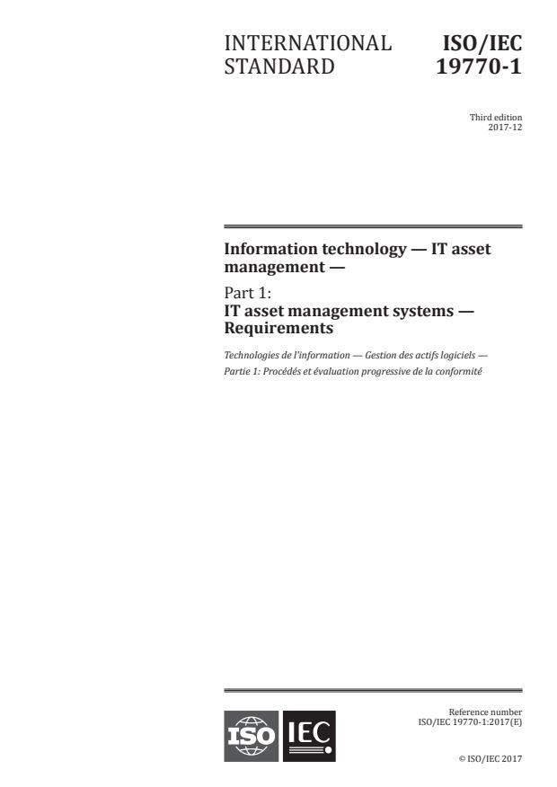 ISO/IEC 19770-1:2017 - Information technology -- IT asset management