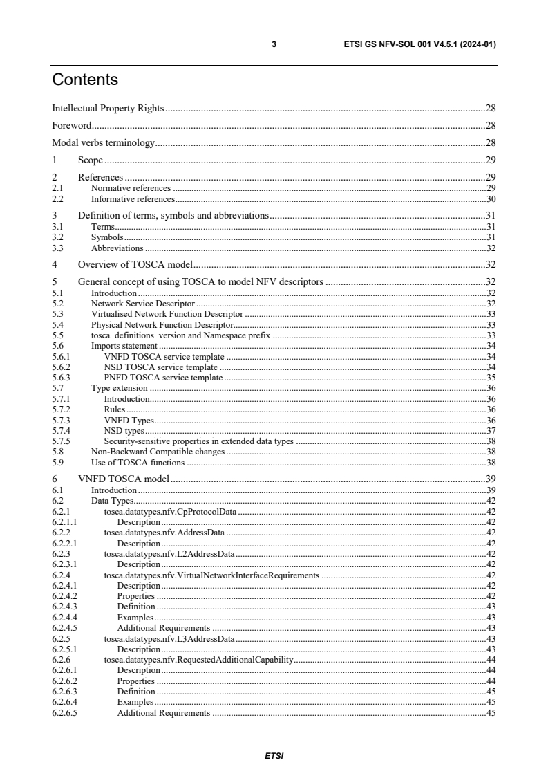 ETSI GS NFV-SOL 001 V4.5.1 (2024-01) - Network Functions Virtualisation (NFV) Release 4; Protocols and Data Models; NFV descriptors based on TOSCA specification