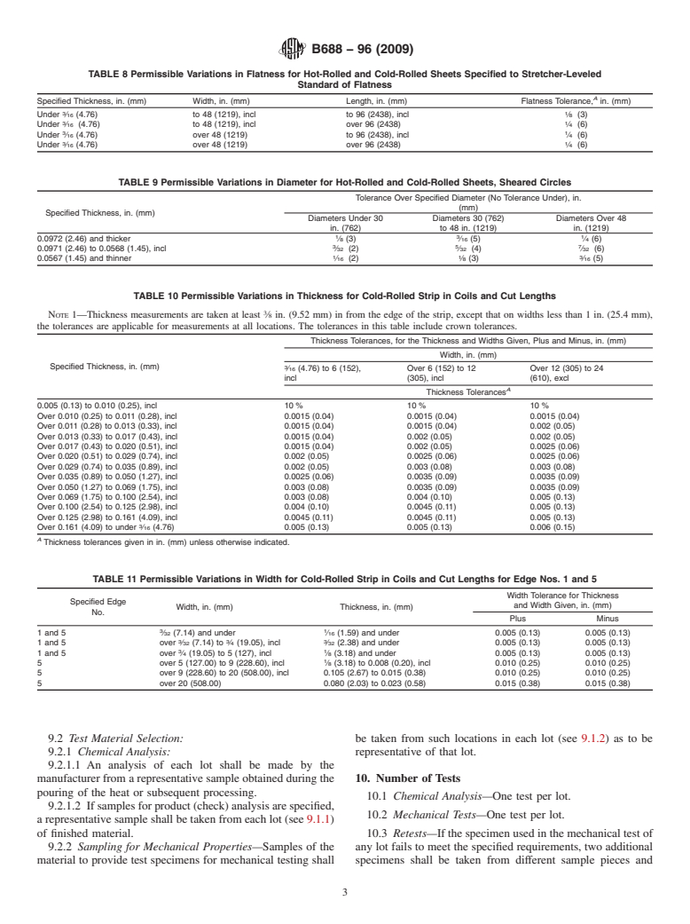 ASTM B688-96(2009) - Standard Specification for Chromium-Nickel-Molybdenum-Iron (UNS N08366 and UNS N08367) Plate, Sheet, and Strip