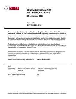 EN IEC 62619:2022 - BARVE - Page 1 preview