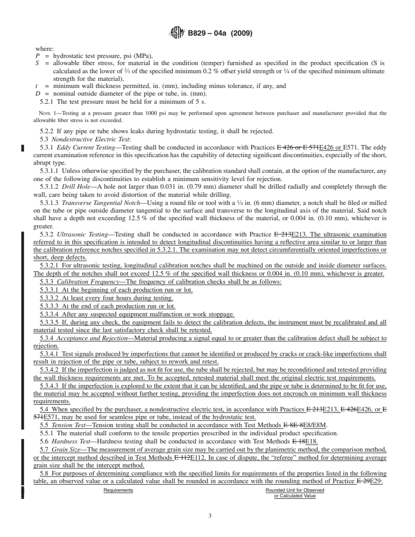 REDLINE ASTM B829-04a(2009) - Standard Specification for General Requirements for Nickel and Nickel Alloys Seamless Pipe and Tube